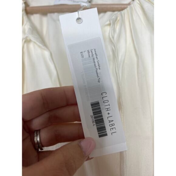 NWT Jonathan Simkhai Sandy Abstract Embroidery Pleated Blouse White Size: Large - Picture 5 of 8